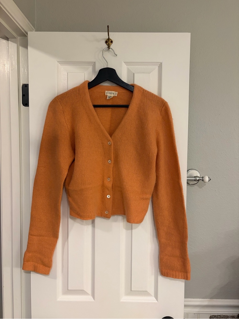 J Crew Orange Button-Front V-Neck Cardigan Sweater